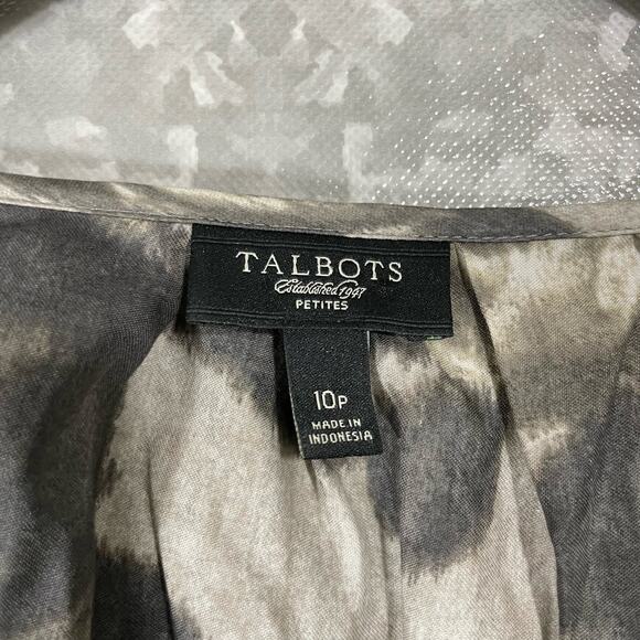 Talbots Women's Gray Bold Floral Button Up Blouse - Size 10P (Petite) - Corpcore - Picture 4 of 6